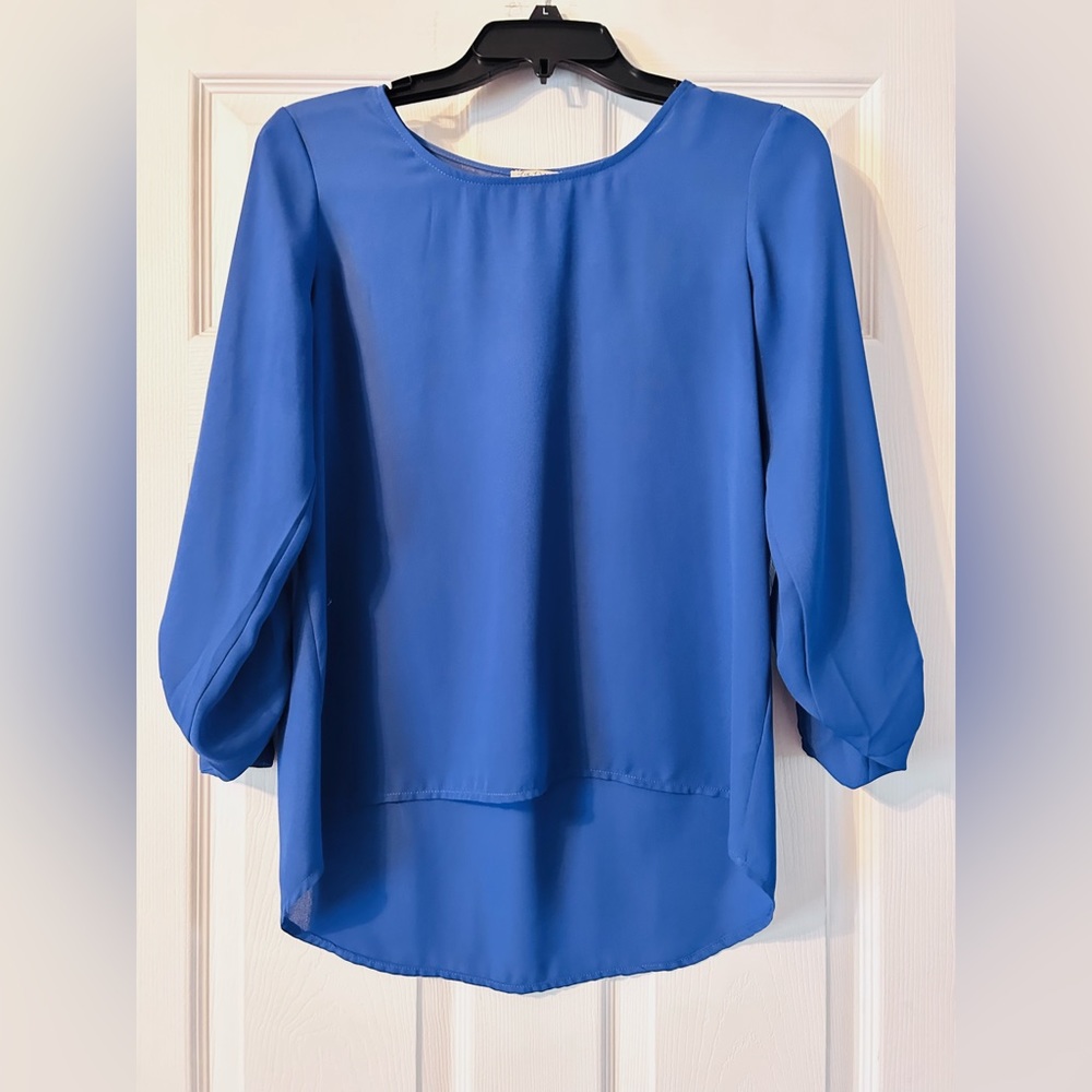 Lily White Women’s Blue 3/4 Sleeve Blouse - Size S